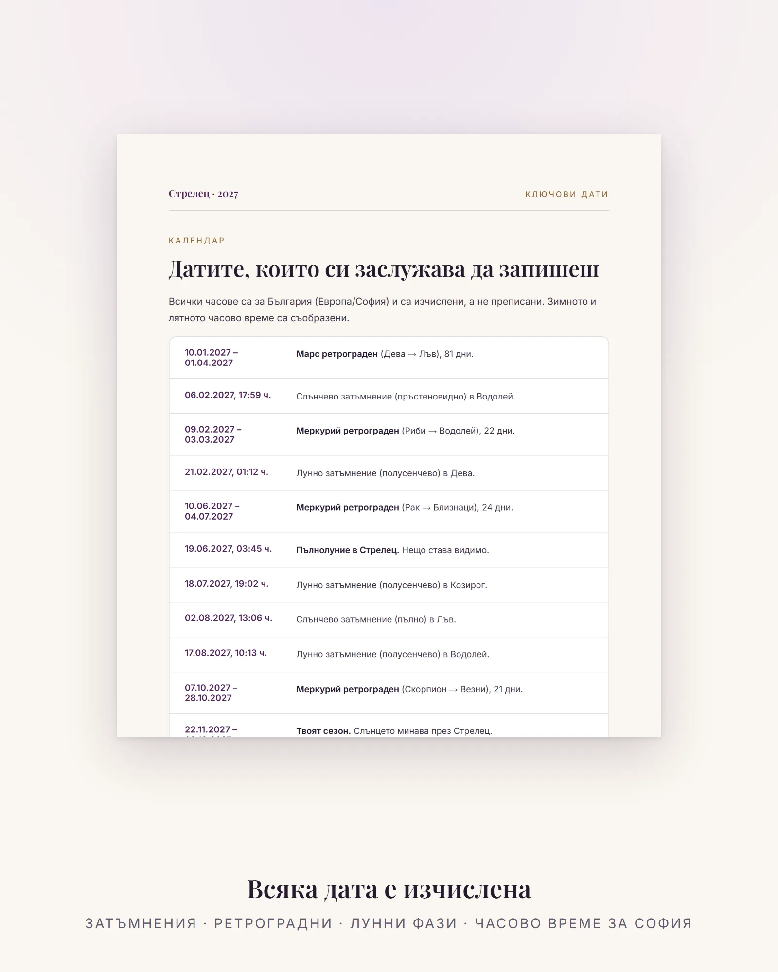 Ключови дати за Стрелец през 2027 – затъмнения, ретроградни и лунни фази с час за България